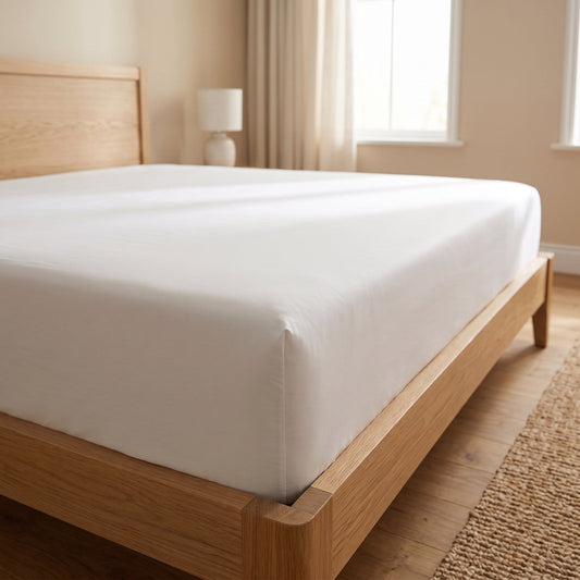 Cama con funda nórdica blanca recién puesta: el método burrito para poner la funda nórdica
