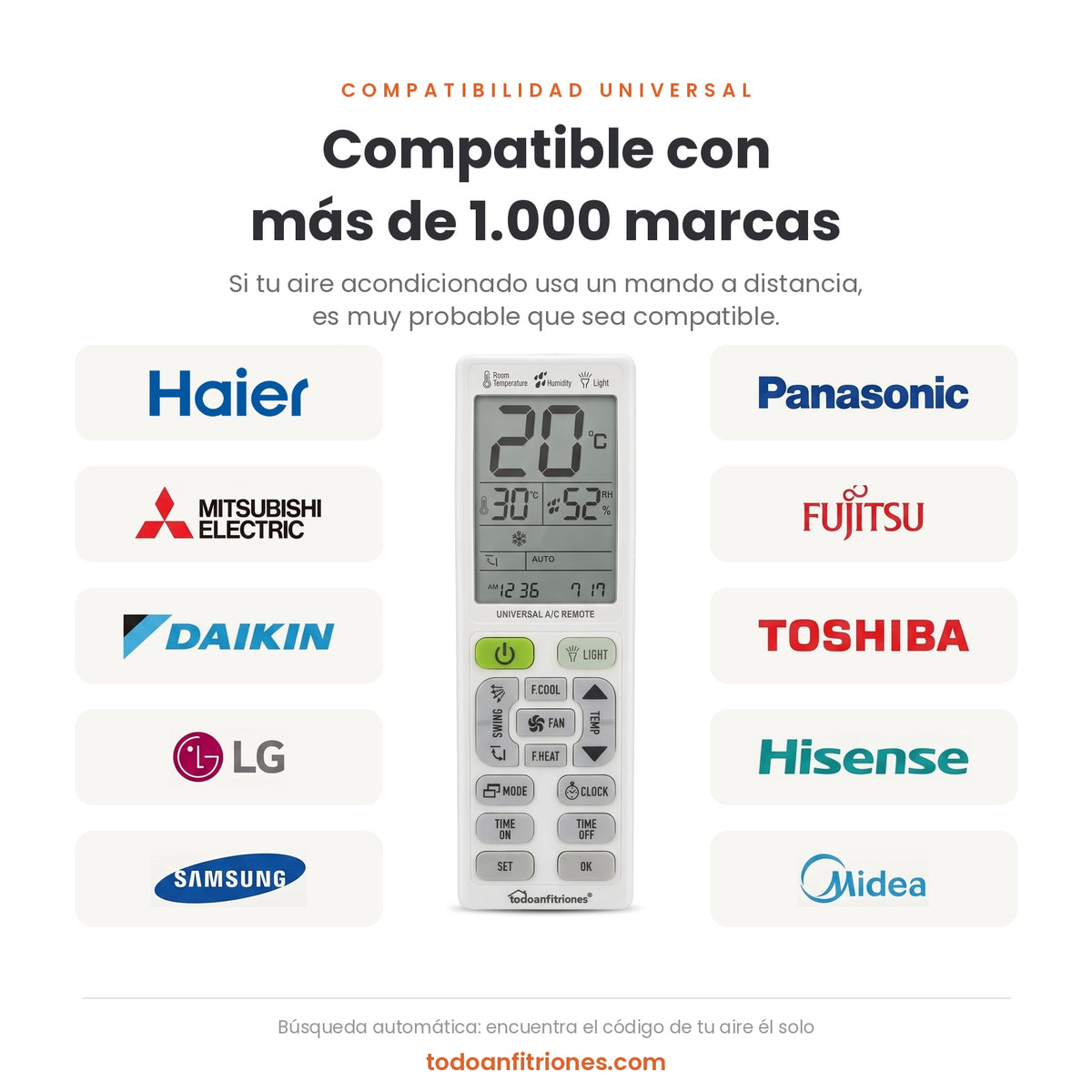 Mando Universal Aire Acondicionado con Límite de Temperatura