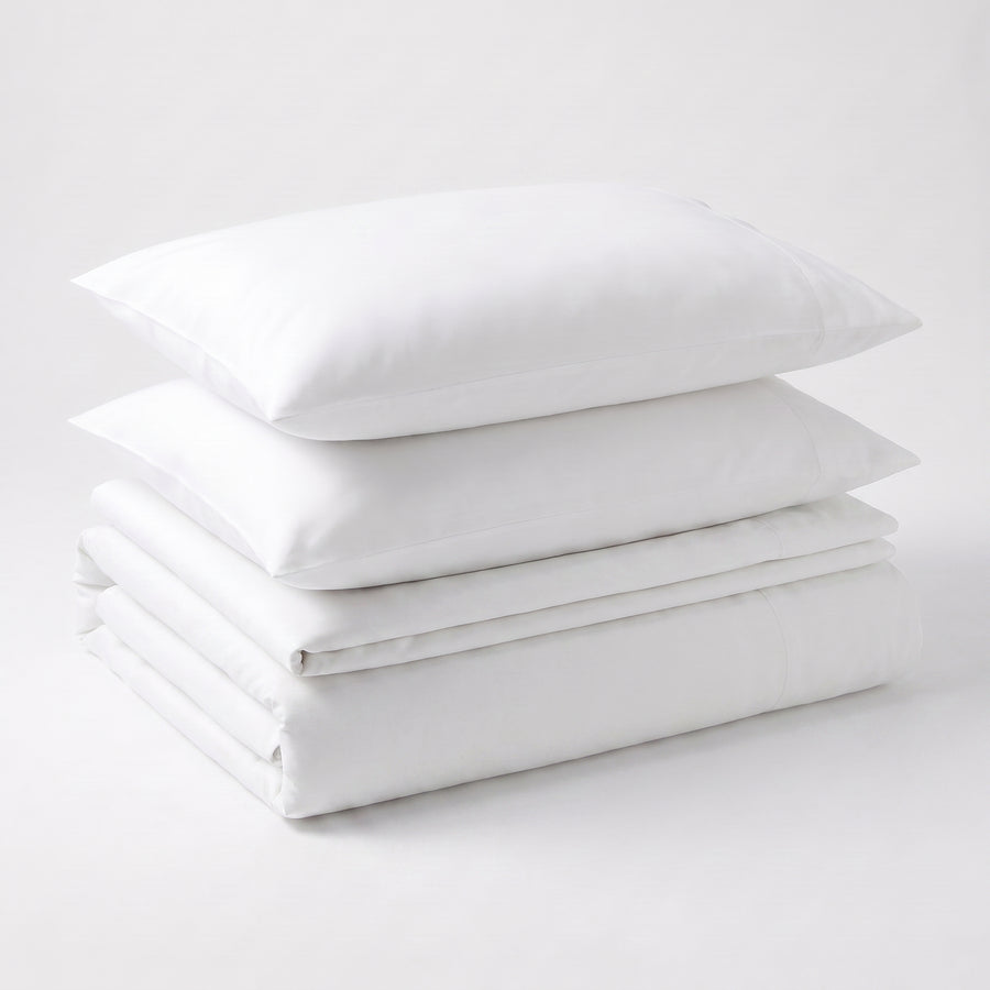 Pack de Cama de Hostelería — Juego de Sábanas Percal 233 Hilos — Funda Nórdica, Bajera y 2 Fundas de Almohada — 100% Algodón Calidad Hotel para Alojamientos Turísticos, Casas Rurales, Campings y Hoteles Boutique (90 a 180 cm)
