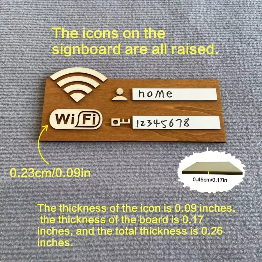 Cartel contraseña WiFi madera natural 22x10cm para alquiler vacacional y VUT