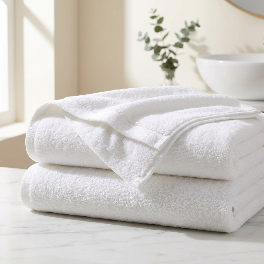 Set de toallas 600 GSM 100% algodón calidad hotel para apartamento turístico, color blanco