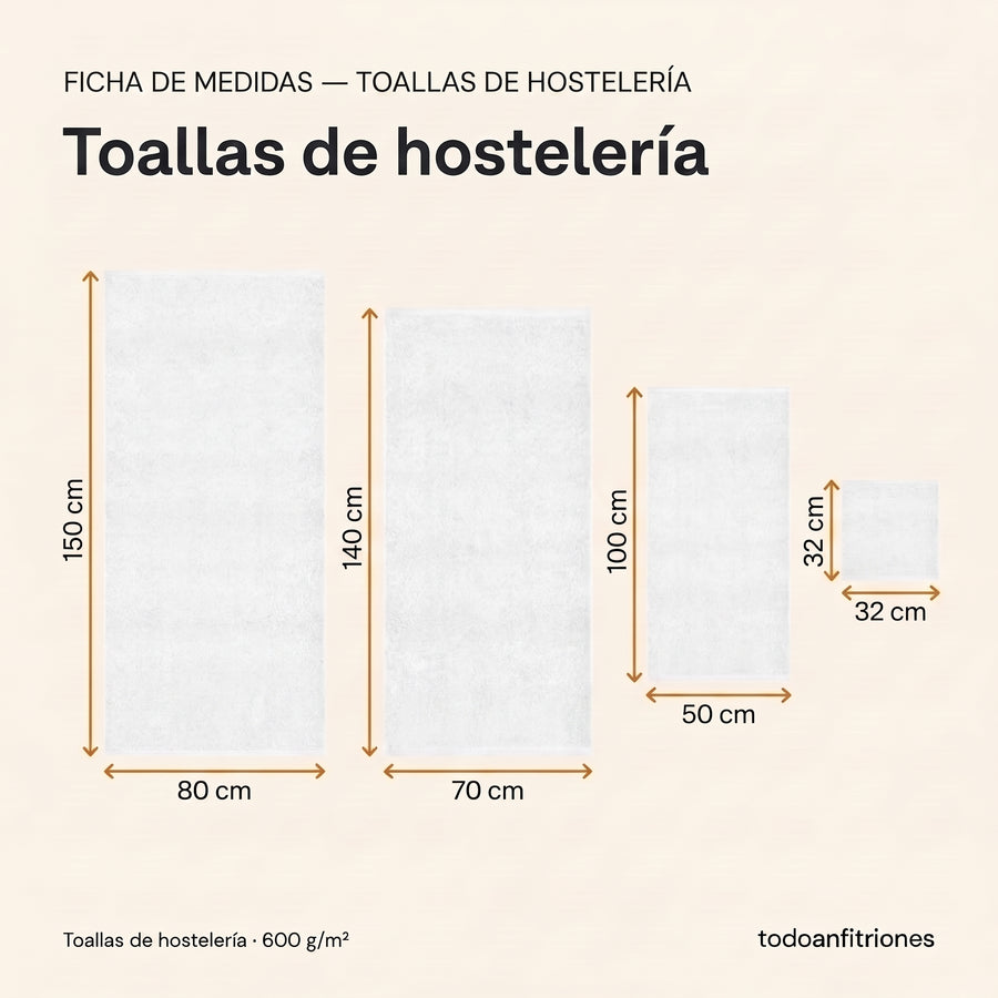 Toallas de Baño de Hostelería 600 gramos — 100% Algodón Peinado, Rizo Americano — Calidad Hotel — Packs para Alojamientos Turísticos, Casas Rurales, Campings y Hoteles Boutique