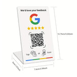 Medidas del cartel NFC QR reseñas Google: 7,6 cm x 12,75 cm x 5 cm de base