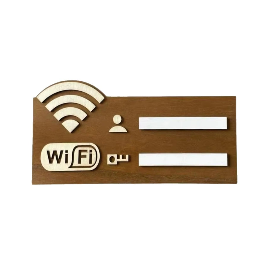 Cartel WiFi de madera rústica 22x10cm con contraseña para casa rural y apartamento turístico
